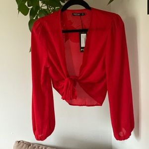 NWT nasty Gal sheer red crop top